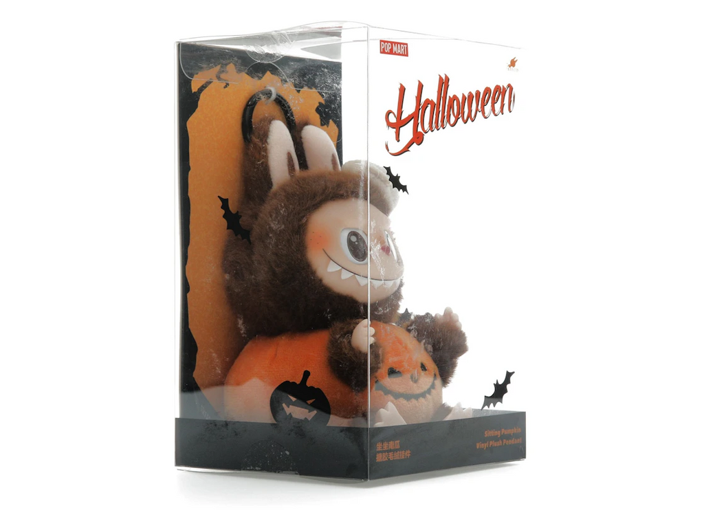 Pop Mart Labubu Happy Halloween Party Series – Sedacia tekvica vinylová plyšová kľúčenka