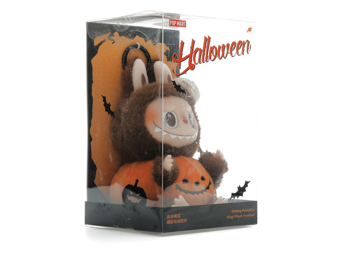 Pop Mart Labubu Happy Halloween Party Series – Sedacia tekvica vinylová plyšová kľúčenka