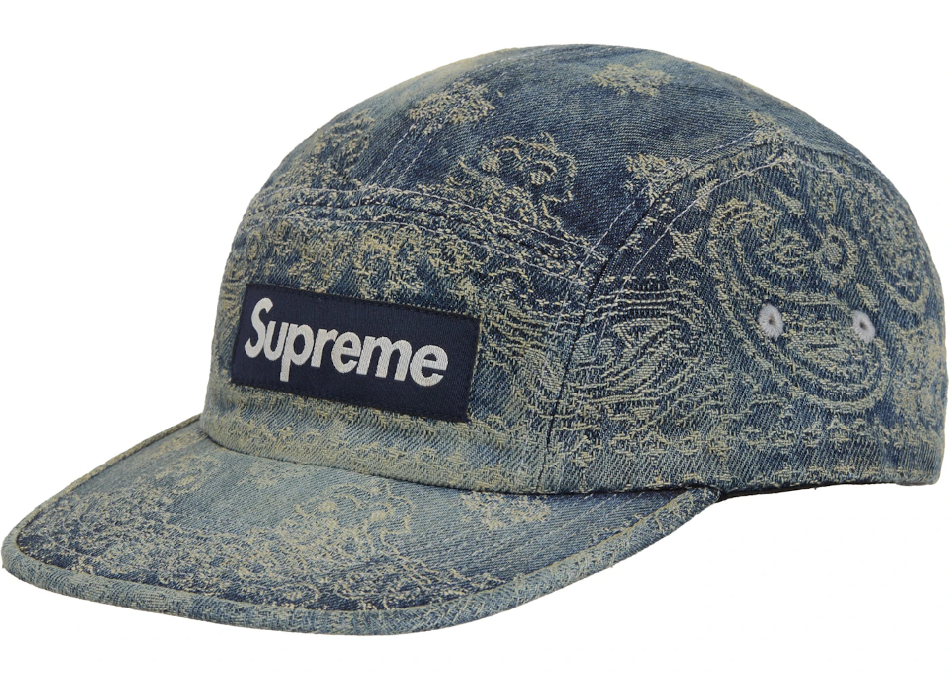 Šiltovka Supreme Bandana Jacquard Denim Camp Cap, modrá
