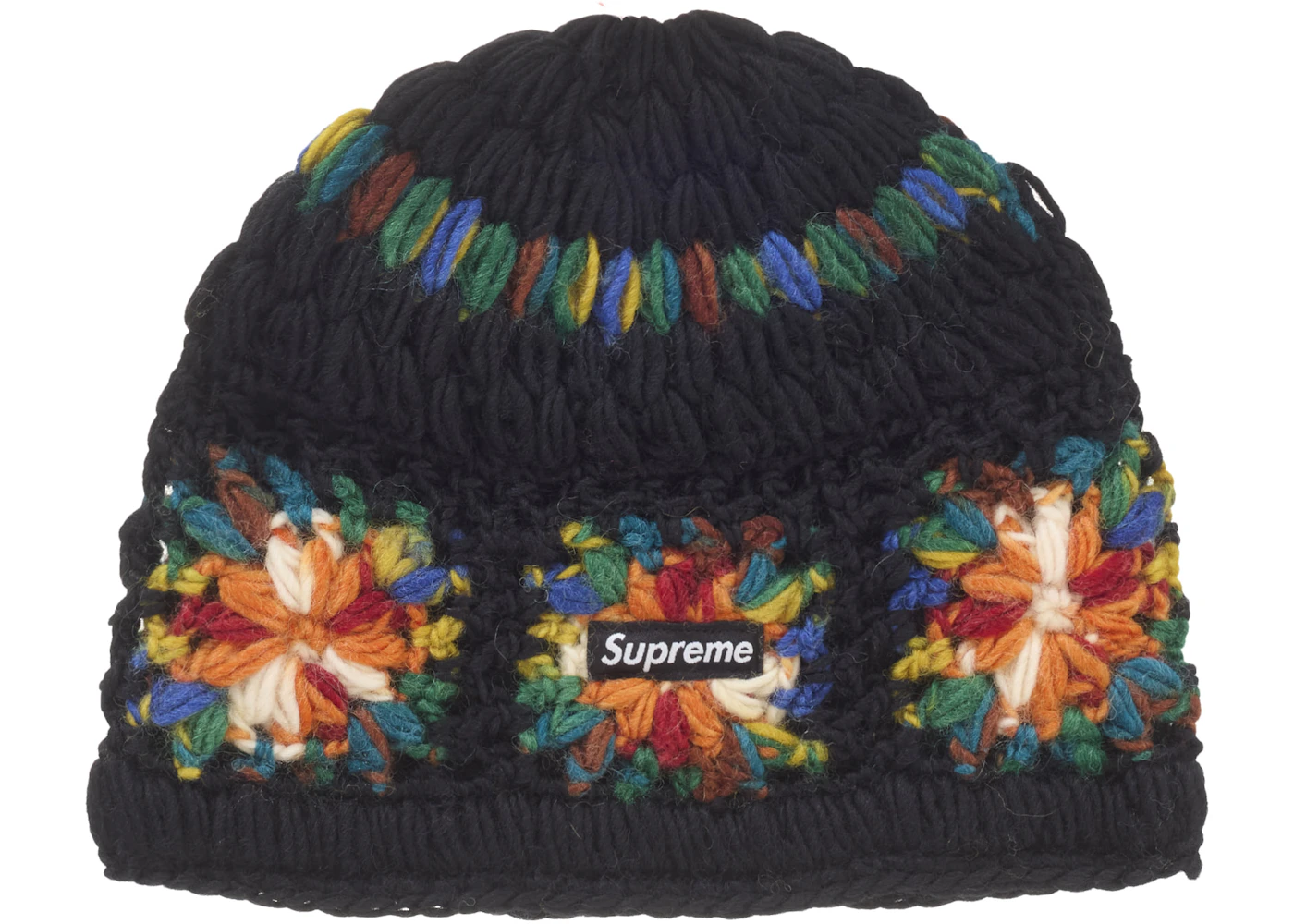 Supreme háčkovaná čiapka (SS25) čierna