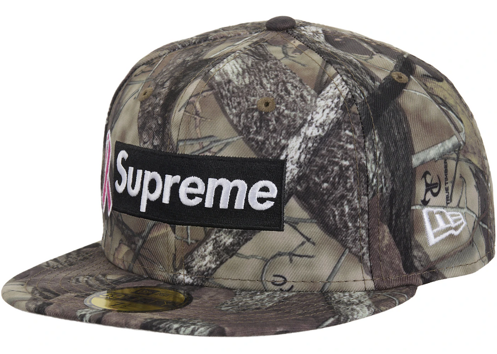 Šiltovka Supreme x New Era Breast Cancer Awareness Box Logo s Woodland Camo vzorom