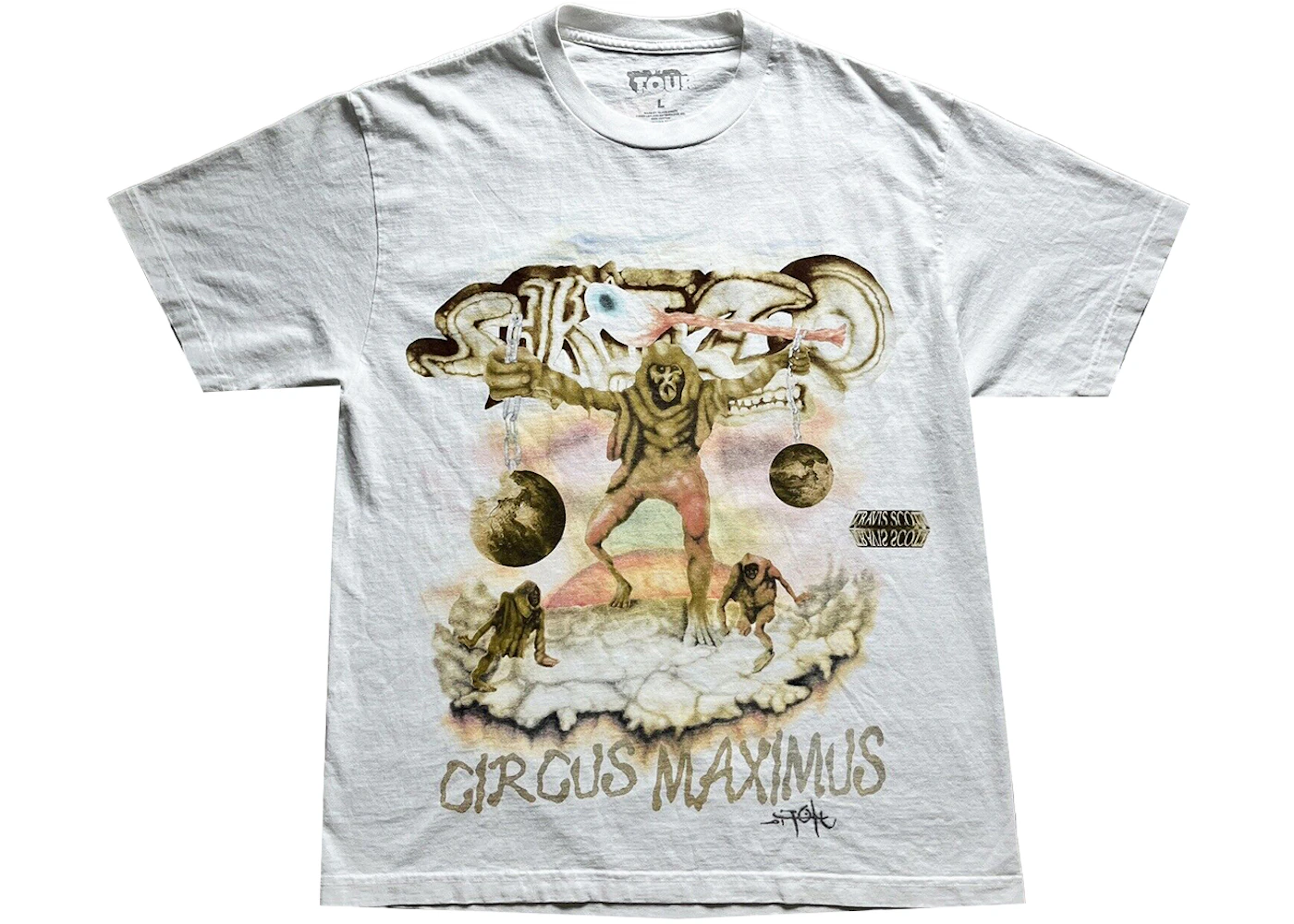 Travis Scott Utopia Tour Skitzo Circus Maximus tričko biele