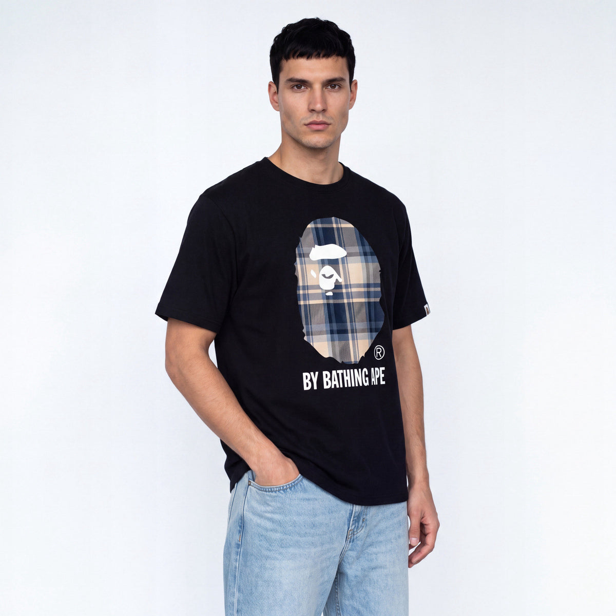 tričko BAPE Check By Bathing Ape T-Shirt Black FW25 1L80-110-022 ADONIO