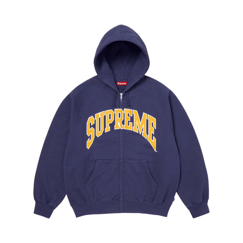 Supreme Cracked Raglan Zip Up Hooded Sweatshirt 'Washed Navy'