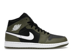 Air Jordan 1 Mid Black White Olive