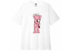 KAWS x Uniqlo Pink BFF tričko (americké číslovanie) biele