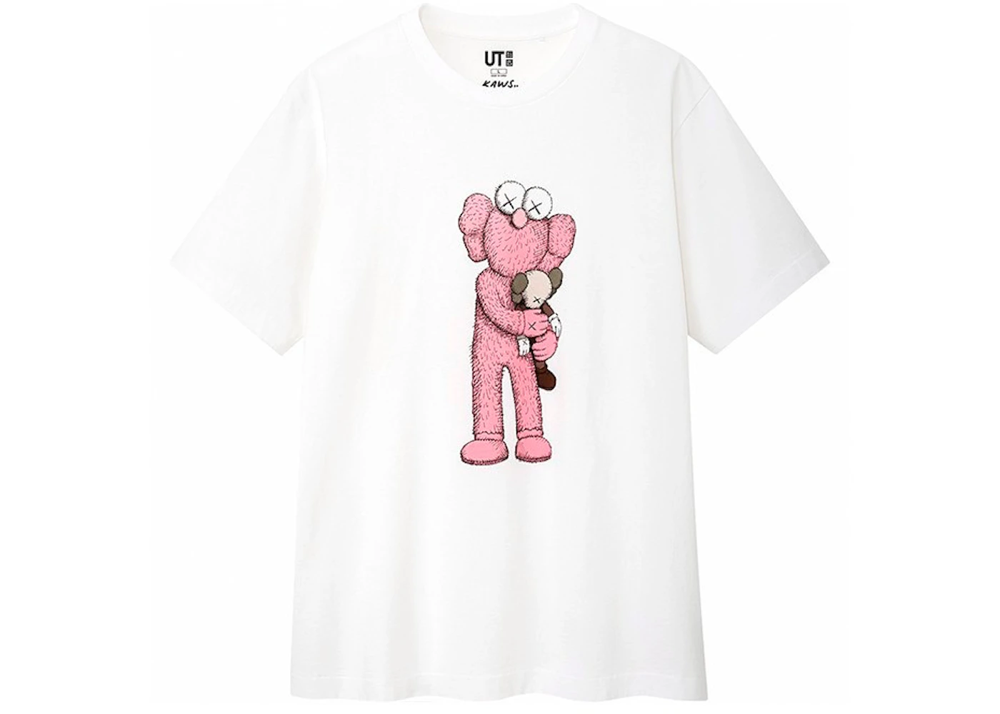 KAWS x Uniqlo Pink BFF tričko (americké číslovanie) biele