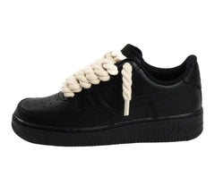 Nike Air Force 1 Black Low 07 Laces Beige