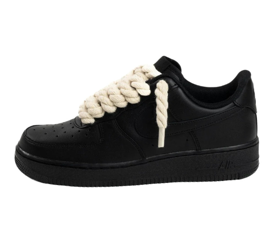Nike Air Force 1 Black Low 07 Laces Beige