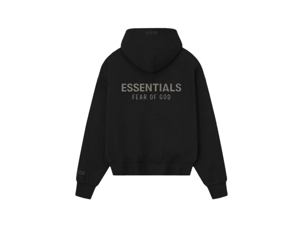 Fear of God Essentials Classic S25 Zip-Up Hoodie Lesklá čierna ako uhoľ