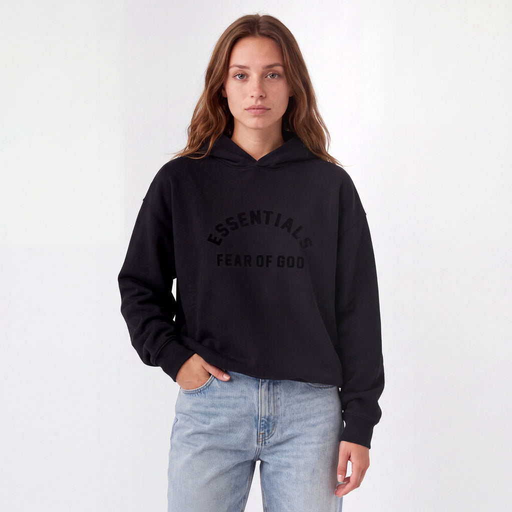 Fear of God Essentials Arch Logo Hoodie Jet Black 192SP232050F ADONIO