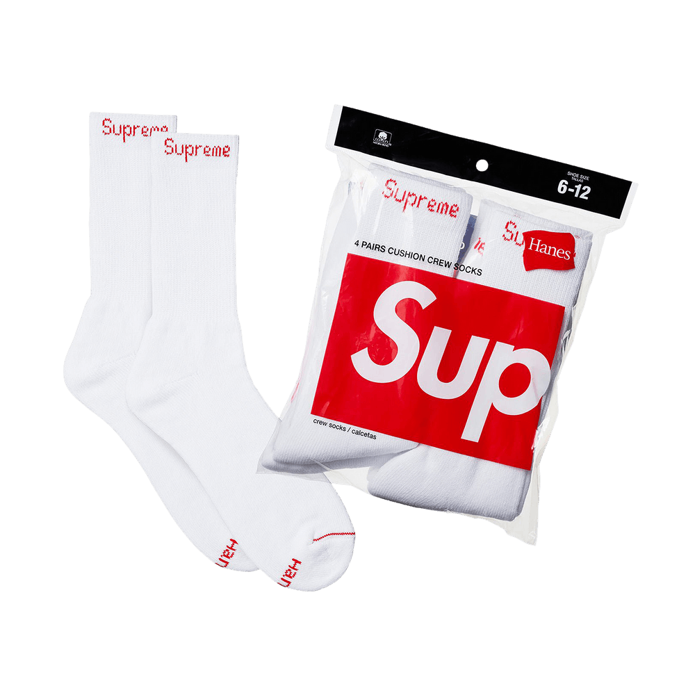 Supreme x Hanes Crew Socks (4 Pack) 'White'