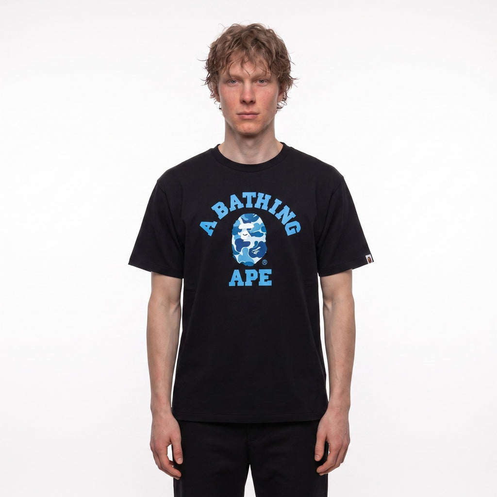 tričko BAPE ABC Camo College T-Shirt Black/Blue SS25 1L30-110-005 ADONIO