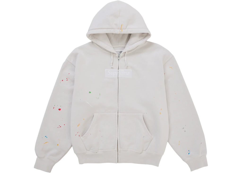 Supreme MM6 Maison Margiela Box Logo Zip Up Hooded Sweatshirt White ADONIO