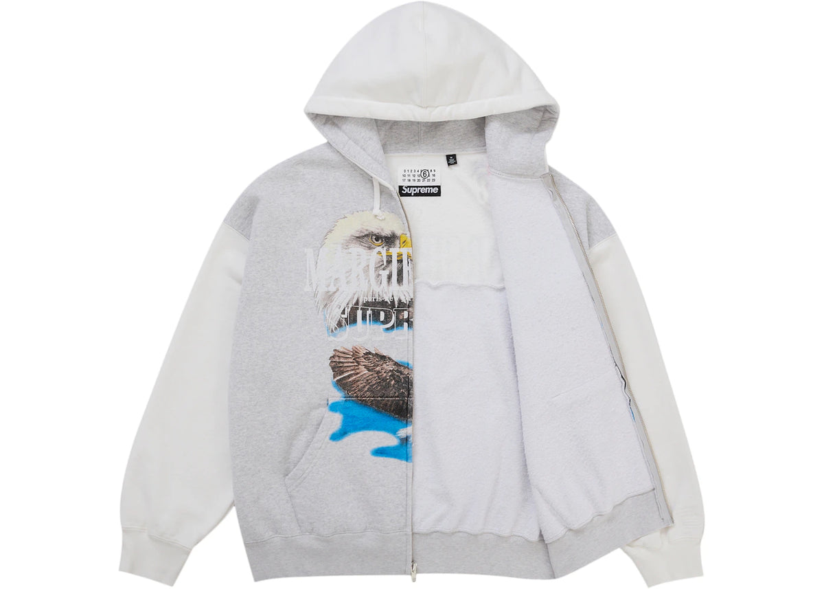 Supreme MM6 Maison Margiela Eagle Zip Up Hooded Sweatshirt White ADONIO