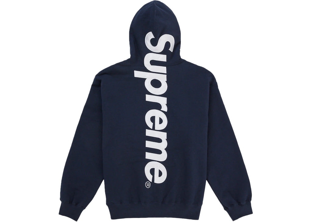 Supreme Satin Applique Hooded Sweatshirt (SS26) Washed Navy ADONIO