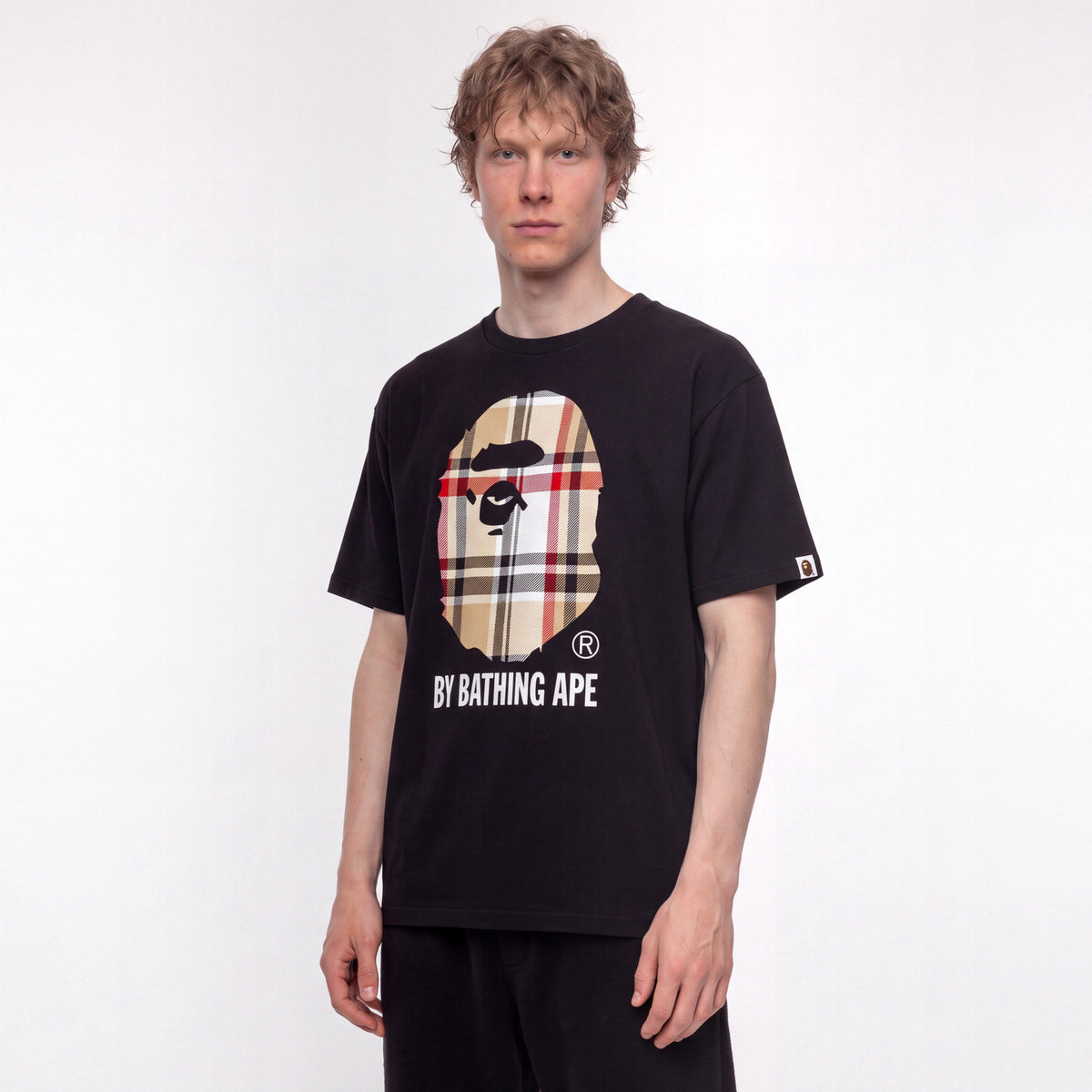 tričko BAPE Check by Bathing T-Shirt Black/Beige ADONIO