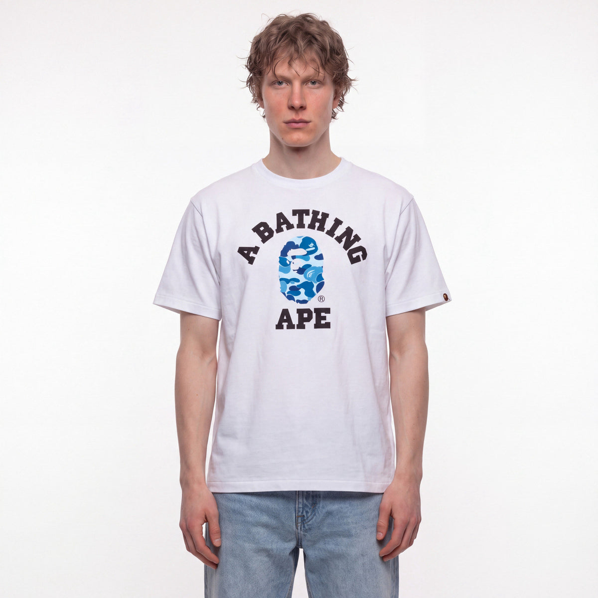 tričko BAPE ABC Camo College T-Shirt White/Blue ADONIO