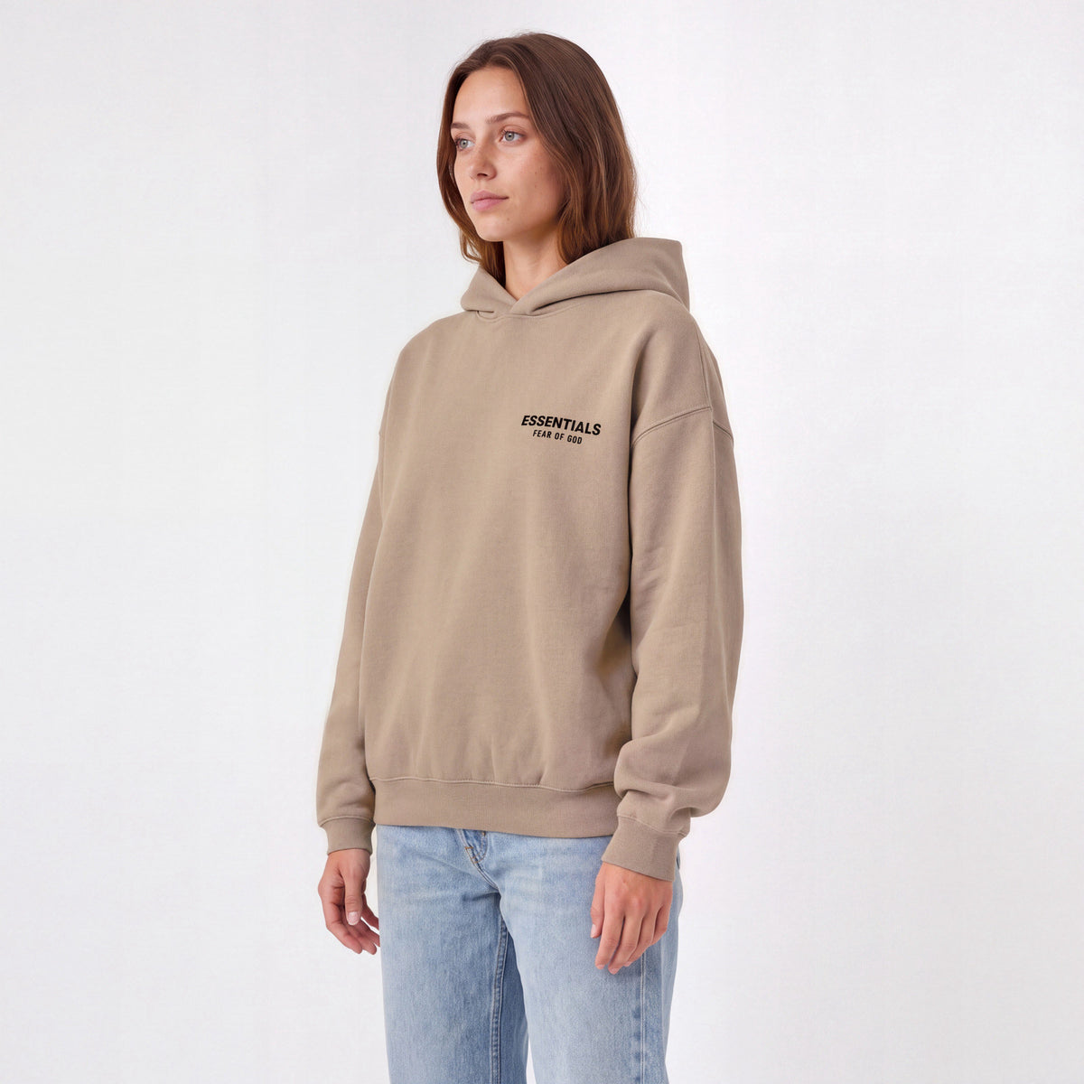 Fear of God Essentials S24 Fleece Hoodie Desert ADONIO