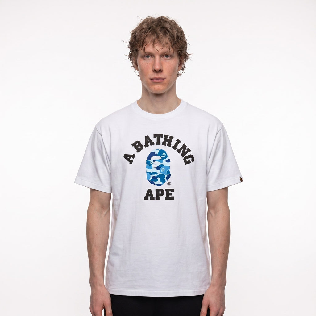 tričko BAPE ABC Camo College T-Shirt White/Blue ADONIO