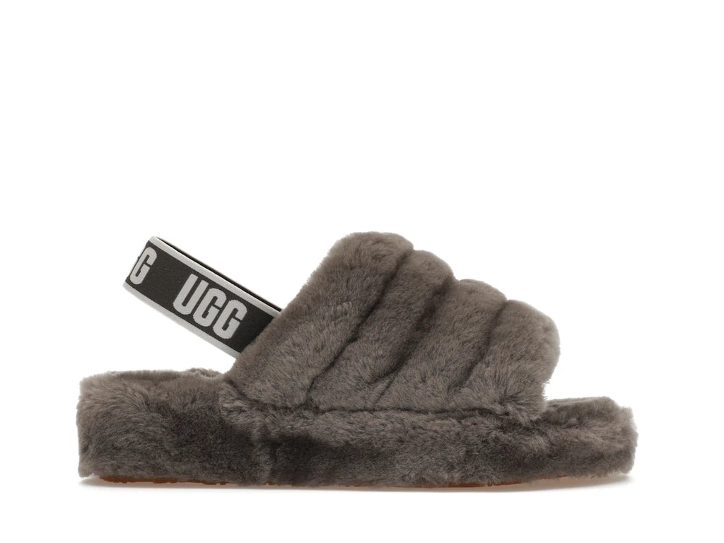 tenisky a boty UGG Fluff Yeah Slide Charcoal (W) 1095119-CHRC ADONIO