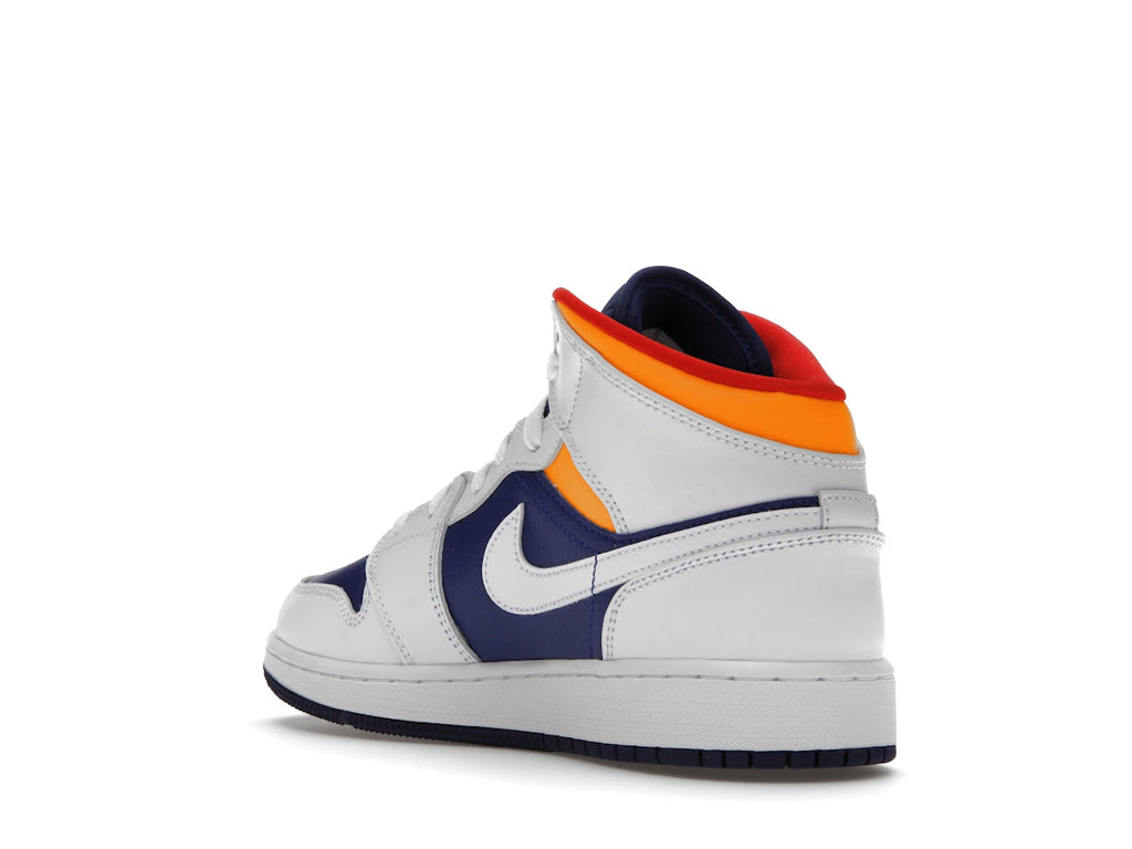 tenisky a boty Jordan 1 Mid White Laser Orange Deep Royal Blue (GS) 554725-131 ADONIO