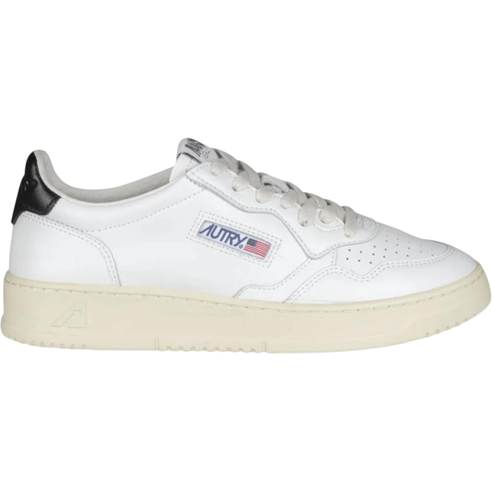 Autry Medalist Leather Low White Black Tab (W)